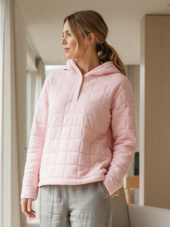 GAP Jackets & Blazers - GAPFIT GAP Pink Quilted Pullover Hoodie XS Minimalist Lounge Athleisure Soft